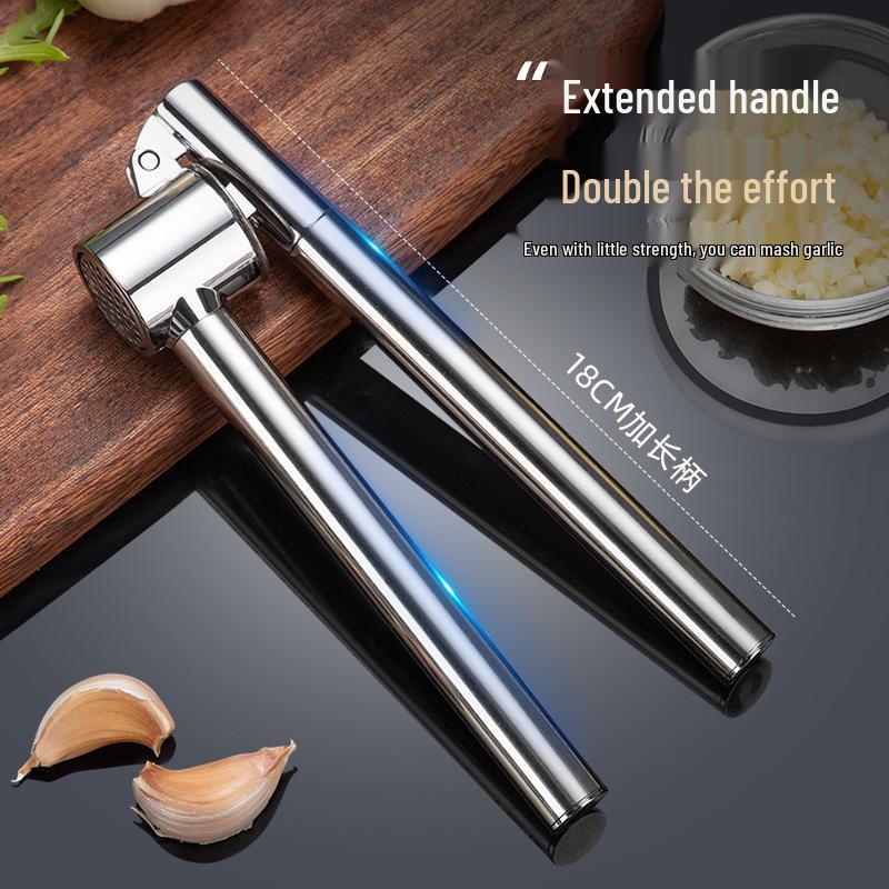 Zinc Alloy & Stainless Steel 304 Garlic Press: Manual Peeler, Crusher, Mince, Stir, Paste, Mash Tool