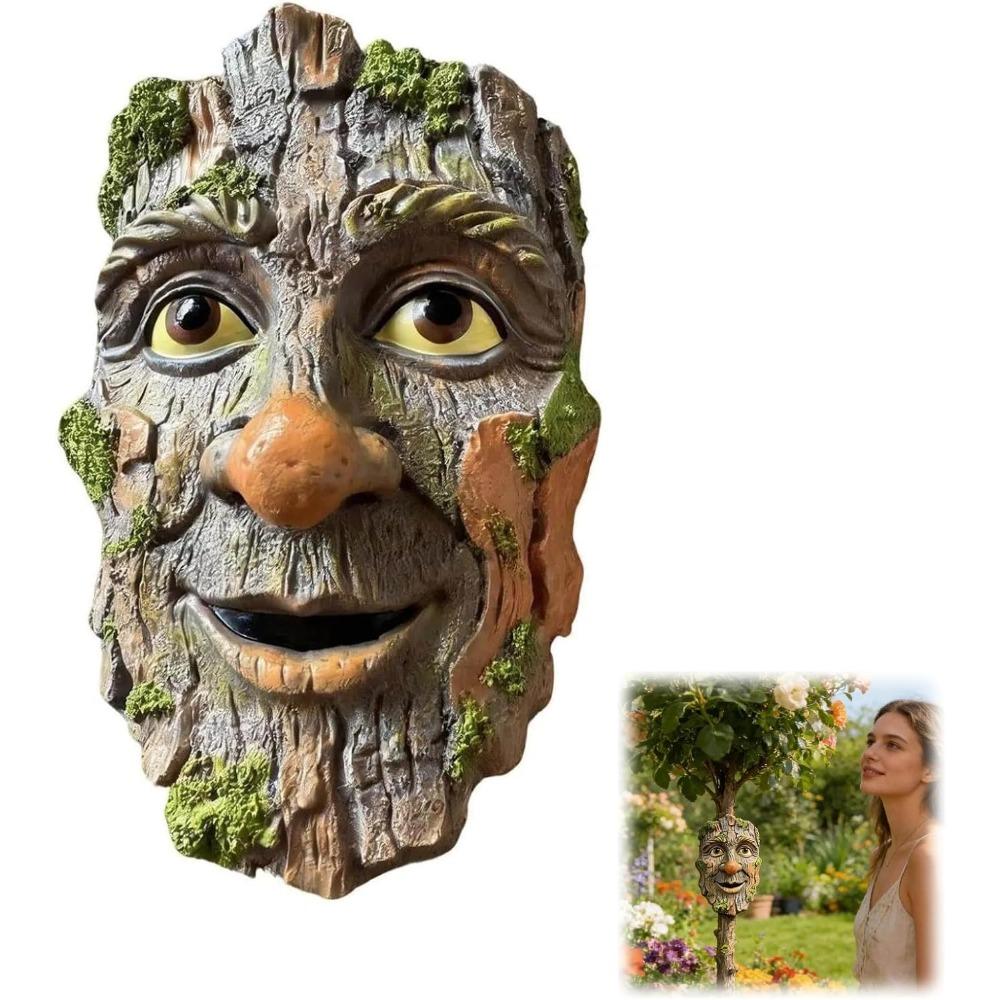 Tree Faces Decor Outdoor, Whimsical Resin Yard Art, Garden Yard Art Tree Hugger Ornament for Patio Pathway Backyard Entryway (Camouflage)
