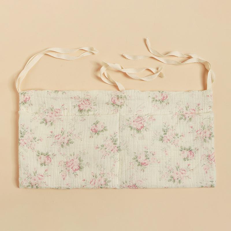 Pure Cotton Baby Bed with Double Pocket Children's Bottle Bedside Hanging Bag Diapers Storage Cart Baby Room Organization