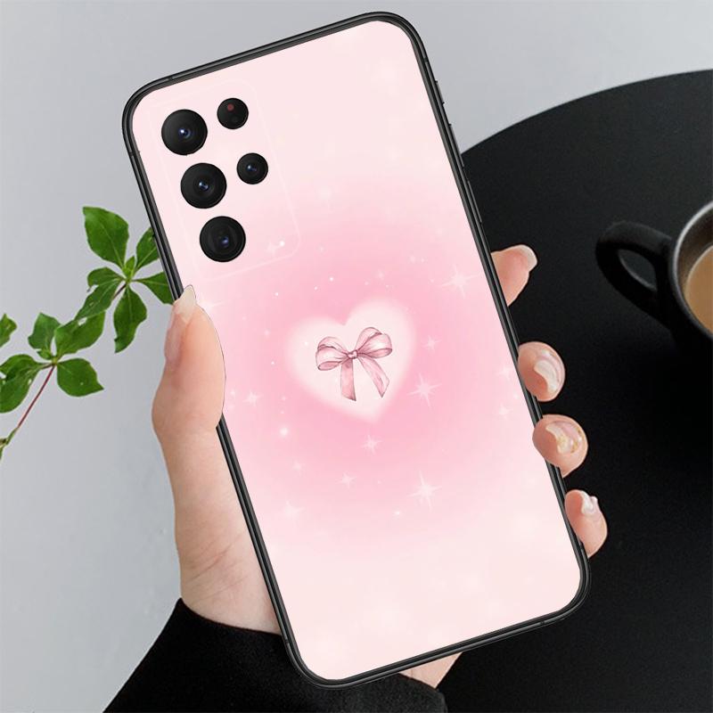 Phone Case For Samsung A17 A55 A16 A56 A35 A15 A53 A54 A33 A34 A25 A05S A52 A52S A07 A26 A06 Cute Pink Heart Bow
