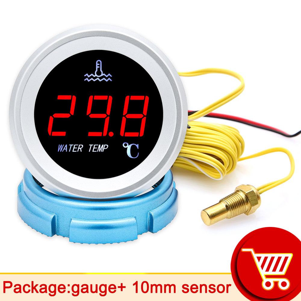 Water Temp Gauge 0-120 Celsius 10MM Water Temperature Sensor T-Fitting Joint Pipe Adapter 26MM~40MM for Car Truck Yacht Boat only gauge