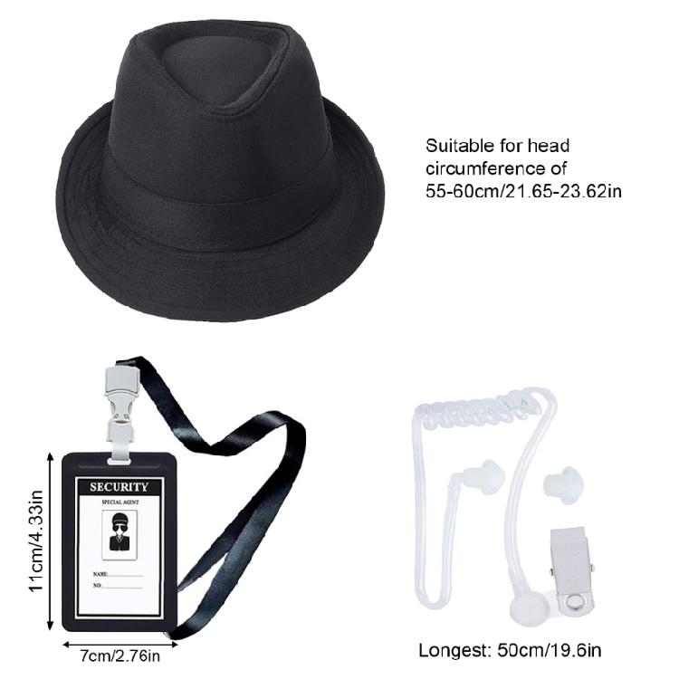 Secret Security Guard Costume Accessories Secret Service Costume Playing Cosplay Toy for Halloween Dress Up Cosplay