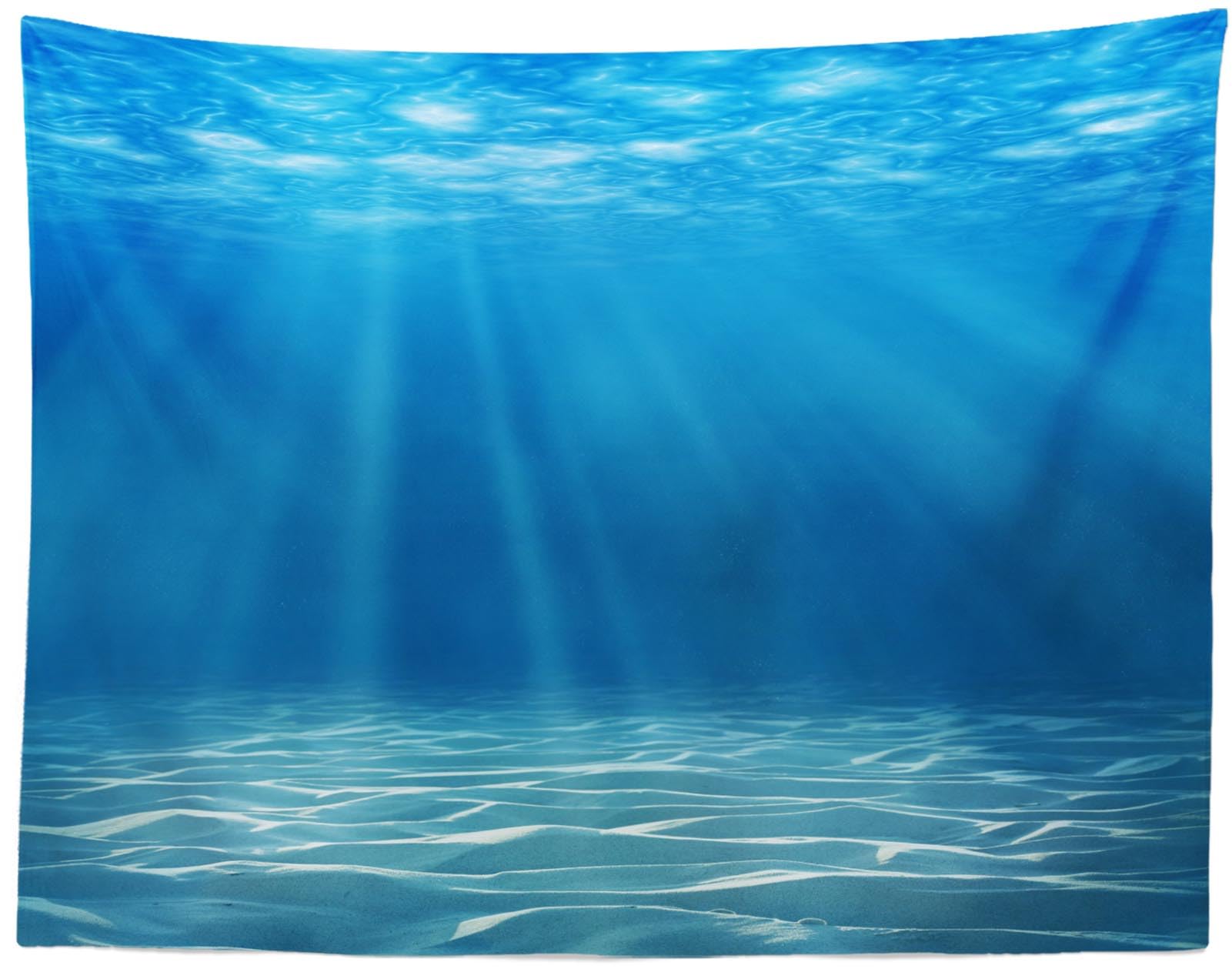 Underwater World Tapestry Deep Blue Ocean Sunlight Gravelly Bottom Scene Wall Hanging Summer Tropical Ocean Tapestry Wall 70x100CM