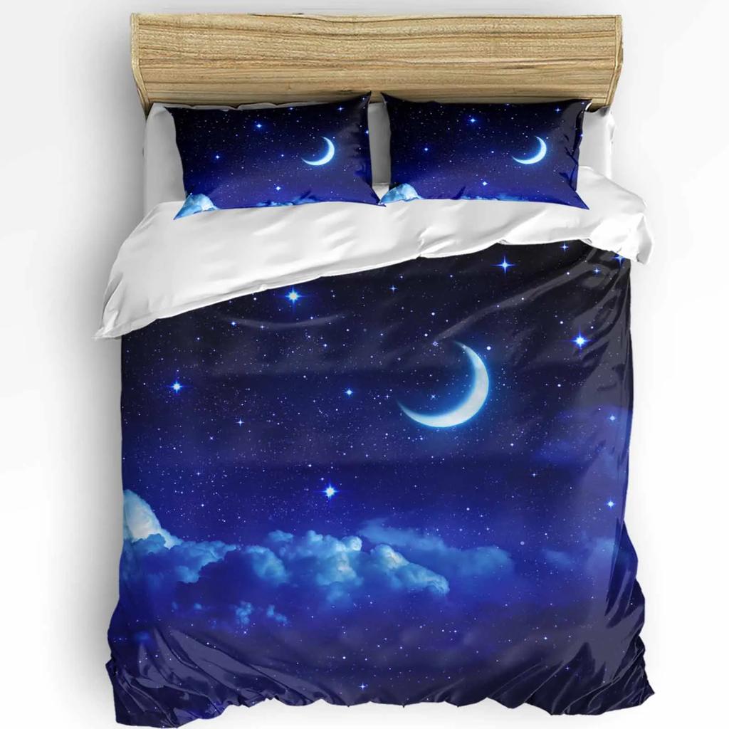 Comforter Cloud Universe Moon Space Bedding Set 3Pcs Boys Girls Kids Adult Double Bed Set Home Textile