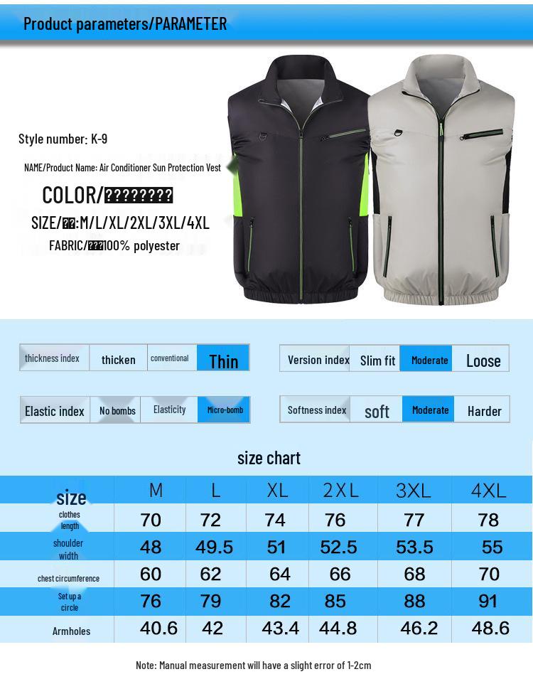 Men's Outdoor Cooling Vest with Fan for Heatstroke Prevention and Electric Welding Protection