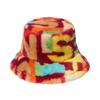 European and American Internet Celebrities Basin Hat Imitation Rabbit Fluffy Hat Autumn and Winter Fashion Trend Color Letter Bucket Hat 