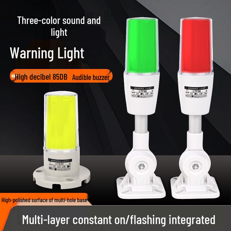 Foldable LED Warning Light with Three-Color Indicator - 12V/24V/220V 220V Silent Steady