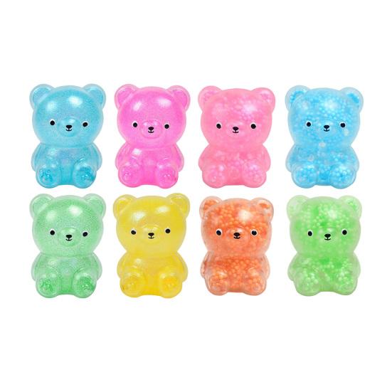 Glitter Bear Squeeze Toy Stress Relief Foam Bead Filled Bear Sensory Toy Anxiety