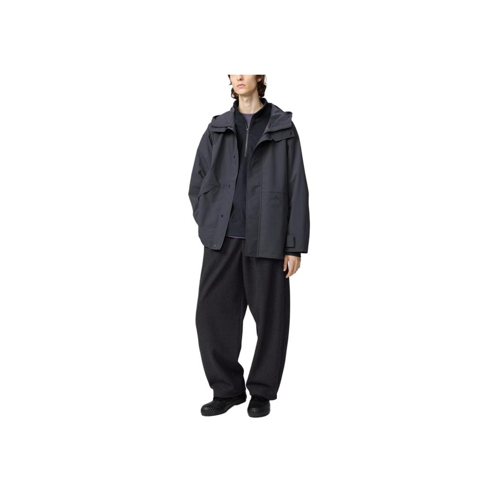 UNIQLO FW25 Dark Gray Hooded Button-Up Loose Fit Casual Jacket Men jackets 479412-08