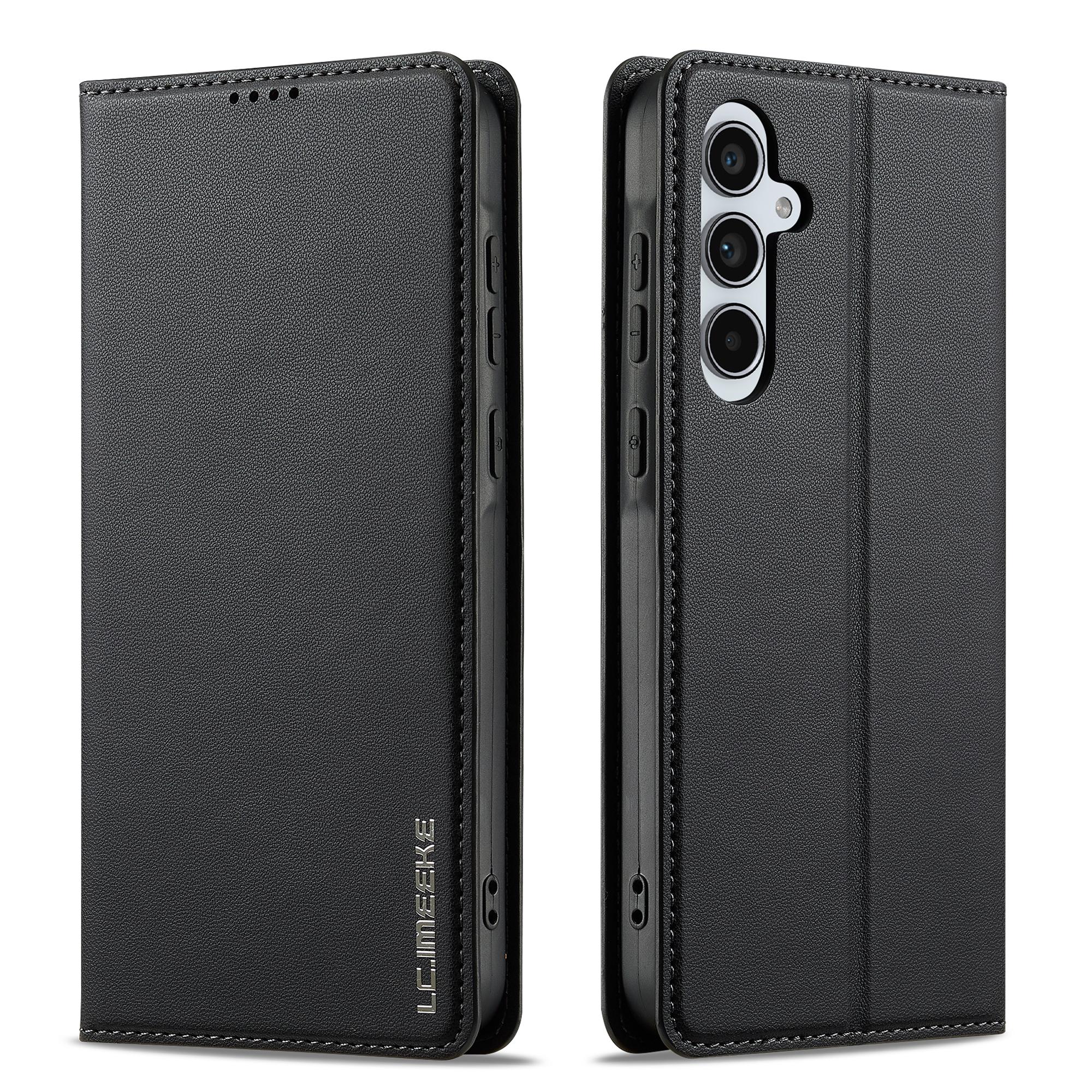 

Кожаный чехол-книжка для Samsung Samsung Galaxy A37 A57 A17 A56 A36 A16 A55 A54 A53 A15 A14 S25 S24 S23 FE Edge Телефон Обложка для карт Galaxy A52 чёрный