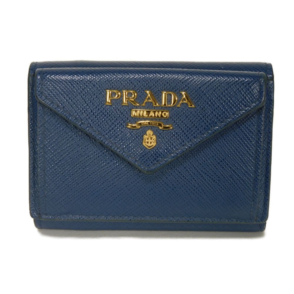 

Подержанный 11569 Saffiano Мини-кошелек 1MH021 QWA F0016 7942 Синий Картхолдер Кошелек для монет Логотип Металл Brietta Унисекс из Японии