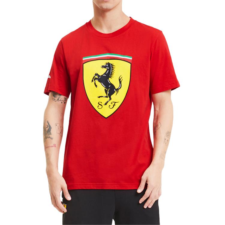 Puma Ferrari Race Big Shield Tee Men Tops Racing-Red 597956-01