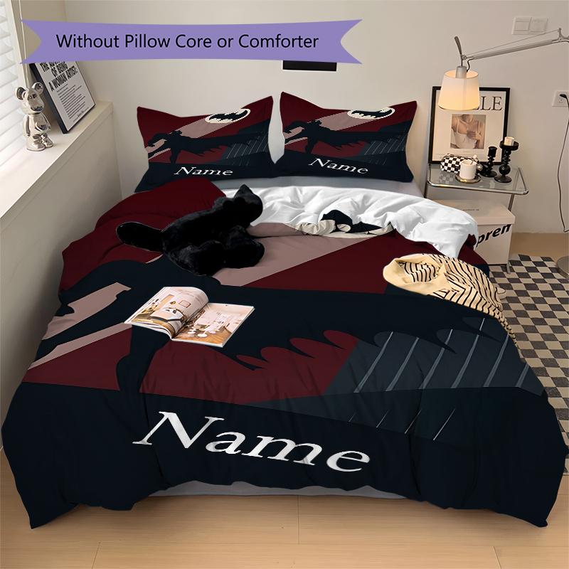Custom Textile Batman Night Bedding 3 Piece Set HD Print Duvet Cover Pillowcases for Teens Adult Bedroom Decoration