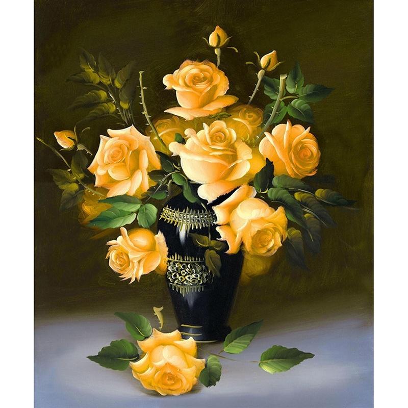 40*46cm 5D DIY Diamond Painting Rose Flower 3D Cross Stitch Diamond Embroidery Flores Embroidery Dia