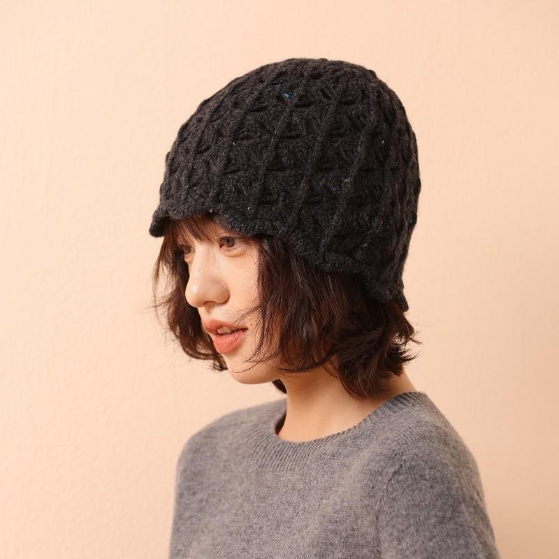 Autumn and winter new% all-wool pineapple pattern crochet knitted hat women's hollow lace bag head hat