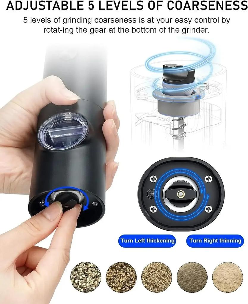 Electric Salt and Pepper Grinder Battery Powered  Hand-held Automatic Mill Grinder With Adjustable Coarseness Electric Grinders