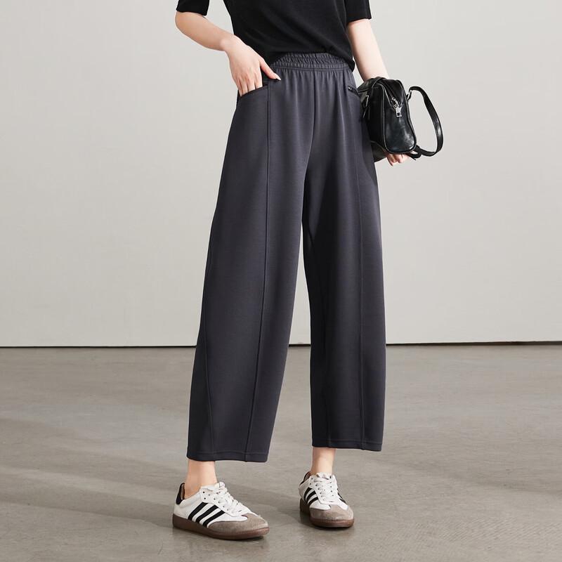 SOFSIL Women's Elastic Waist Casual Cropped Harem Pants