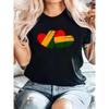 European Size Black History Month T-Shirt -African American Heritage Heart Print Casual Tee |Machine Washable, Round Neck,Short Sleeve, Spring, Summer