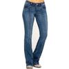 Women's Skinny Fit Denim Trousers - Flattering Slimming Wash Flared Legs Women's Long Trousers