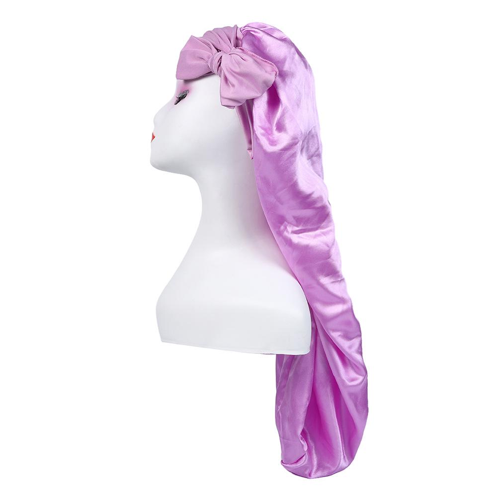 Touca Longa de Cetim de Seda para Mulheres - Proteção Capilar com Laço