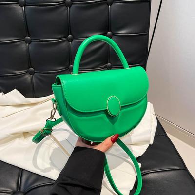 Women's Bag New Trendy High-end Fashion Niche Design Solid Color Retro Messenger Bag Portable Saddle Bag