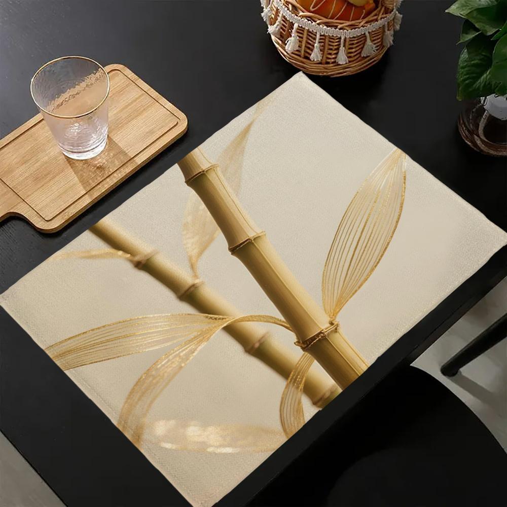 1pc Placemat Brown Bamboo Pattern Table Mat For Dining Table Kitchen Accessories Coffee Tea Coaster