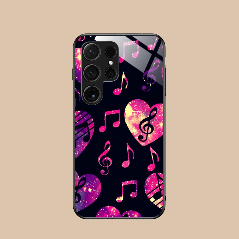 Musical Note Staff Mobile Phone Case for Samsung Galaxy S26 S25 S24 S23 S22 S21 S20 Note20 Plus FE Ultra Glass Colorful Cover