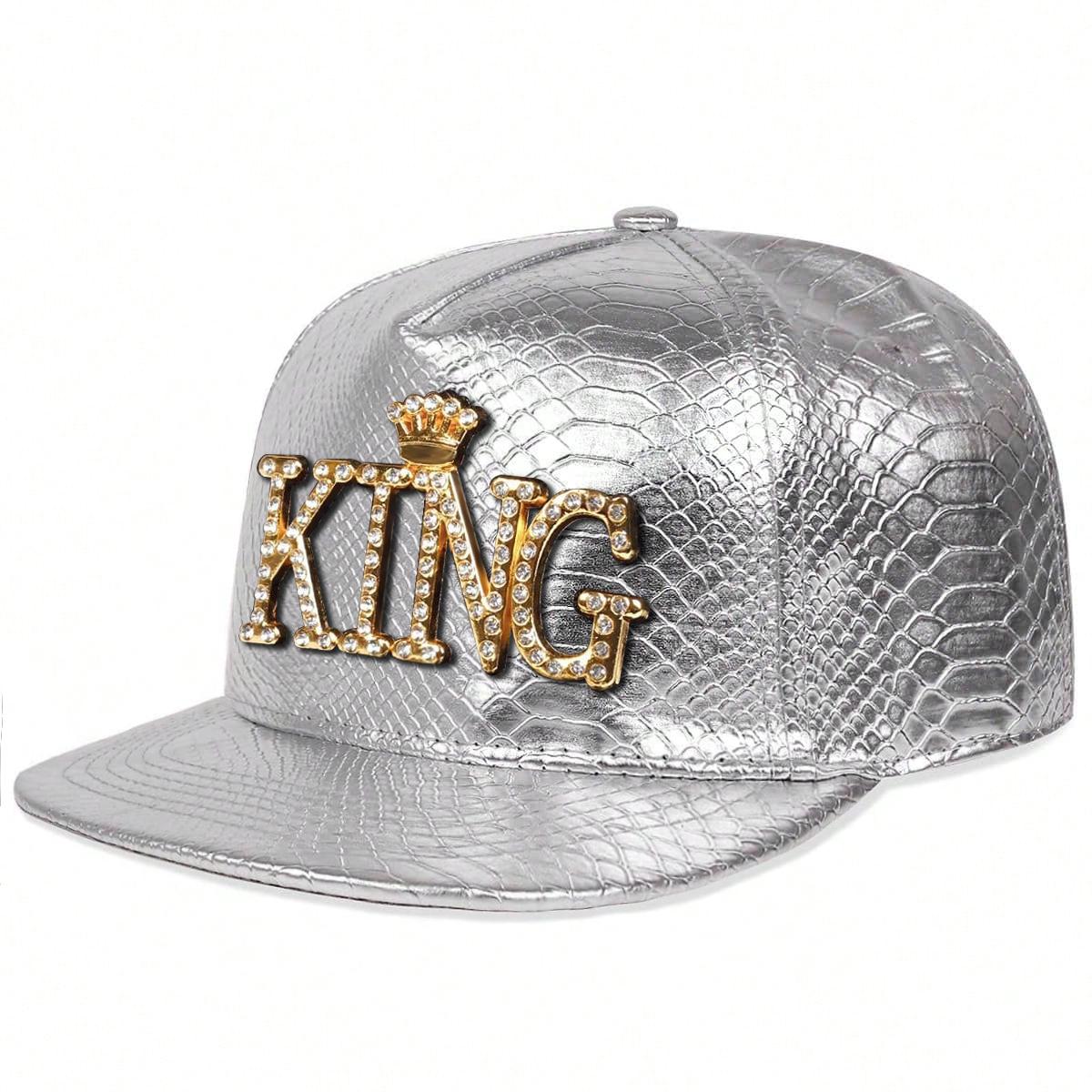 

Unisex King Pattern Leather Hip-hop Hats Spring Autumn Outdoor Adjustable Casual Baseball Caps Sunscreen Hat серебряный