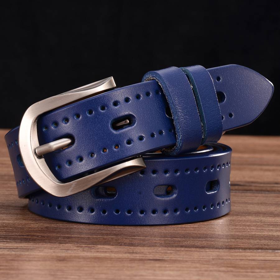 Women's Leather Belt Female Strap Waistband Hollow Out Belt Pin Buckle Length:95-110cm Black\Red\Coffee\Orange