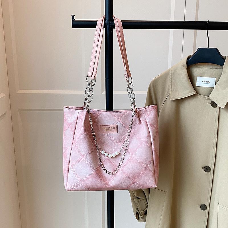 Retro Diamond Women's Bag Summer New Trend Fashion Tote Bag Student Class Large Capacity Underarm Shoulder Bag