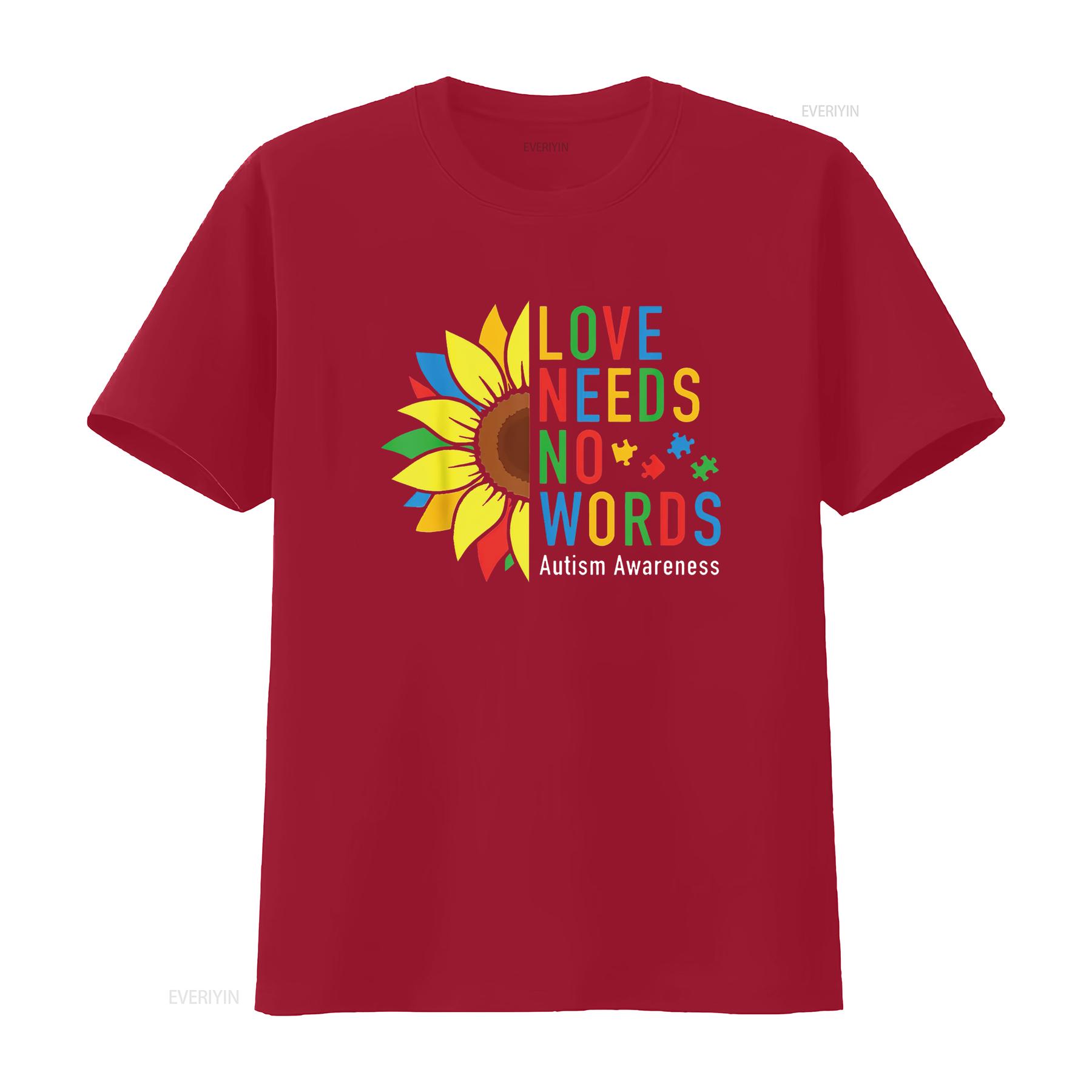 

Mens T Shirt Love Needs No Words Autism Awareness Sunflower Kindness Black X Large vintage Washed Stylish fashion homme S
