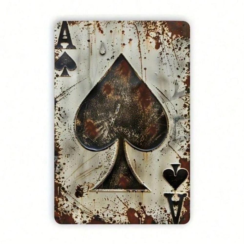 Vintage Metal Sign Ace of Spades Playing Card Decor for Bar Garage Wall Art 20x30cm