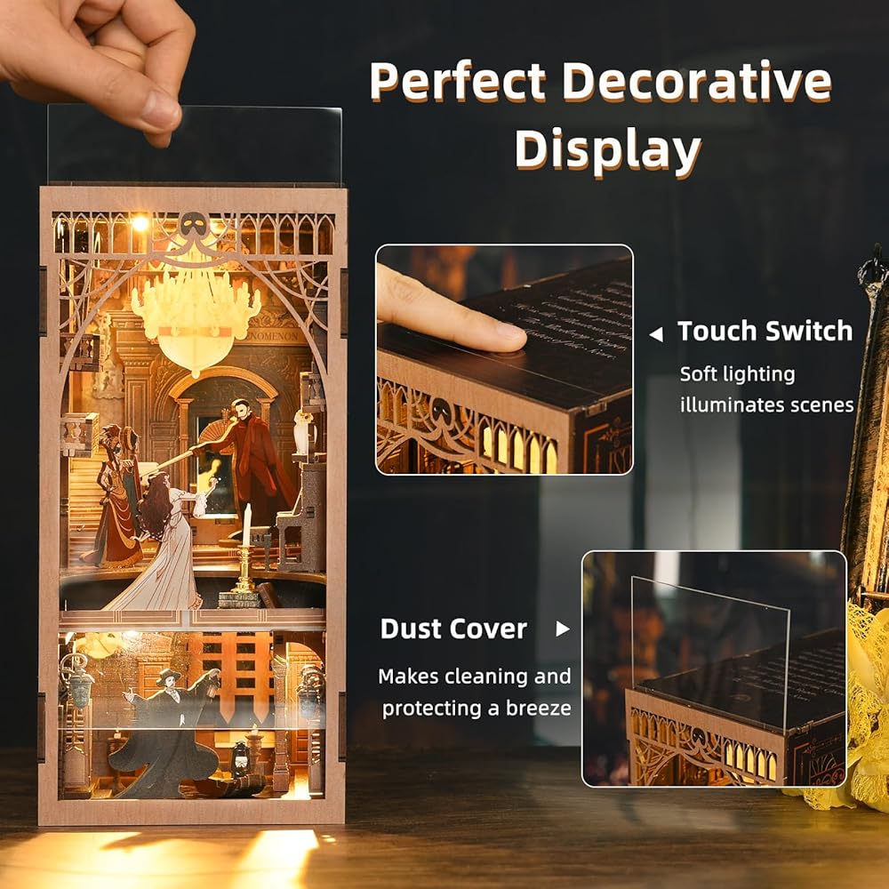 MiniCity DIY Book Nook Kit 3D Miniature House with LED Decor Woodcraft Bookend for Teens and Adults