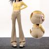 New milk tea gray cotton elastic slightly pulled jeans women lengthened tall autumn and winter slim and thin horn
