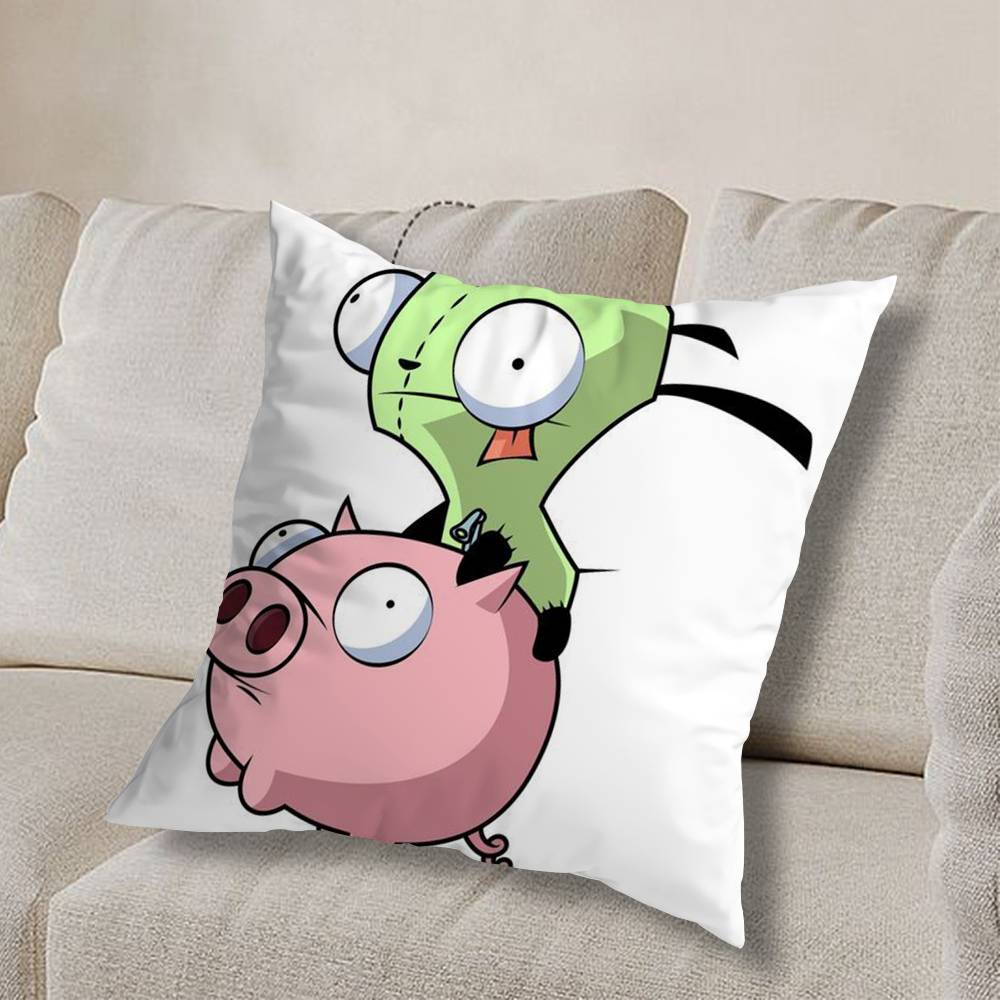 cool Invader Zim Gir I love Pillow Case Square Double-Sided Printing Short Plush Sofa Cushion Cover Bedroom Bedside Pillow