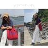Korean Version Ins Same Model Red Canvas Bag Casual Letter Printed Shoulder Large Capacity Student Schoolbag