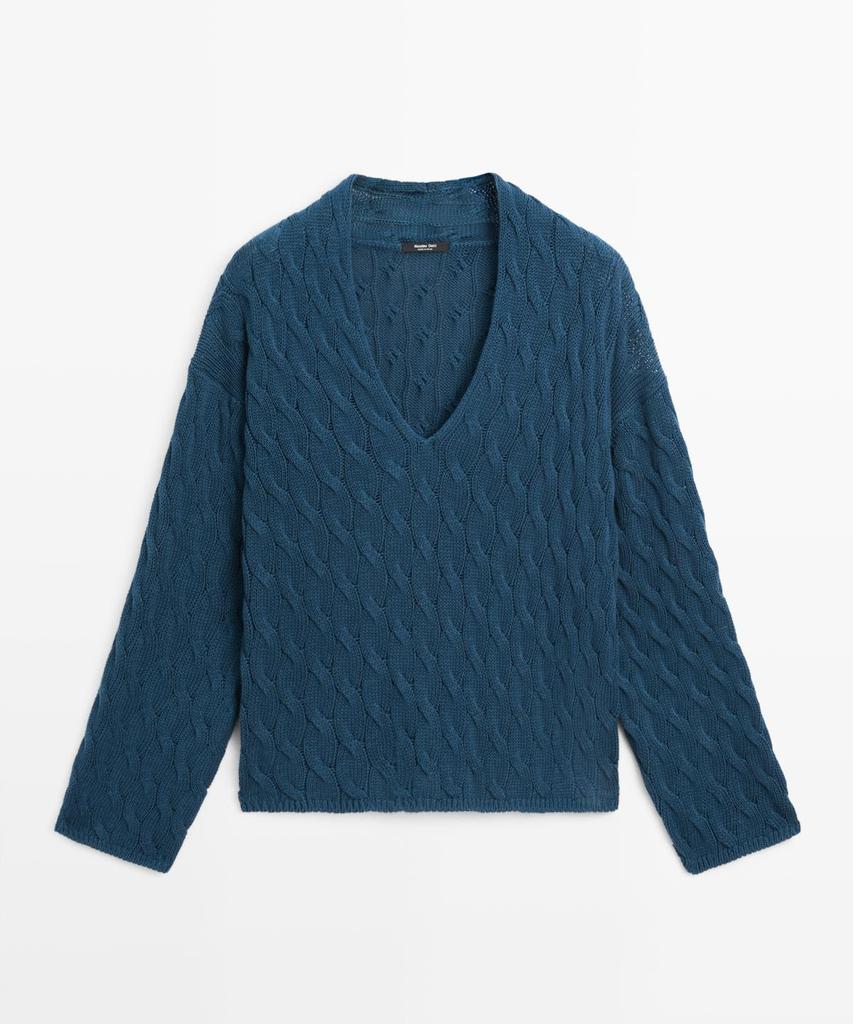 Masimodutti Note Detail Cotton Blend Knit Sweater