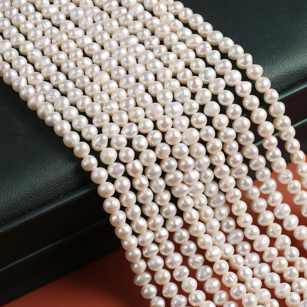 1String, White Natural Freshwater Pearls, 4.5-5mm, Handmade Near Round Pearl Beads for Jewelry Making DIY, Cheapest Items Available 36cm