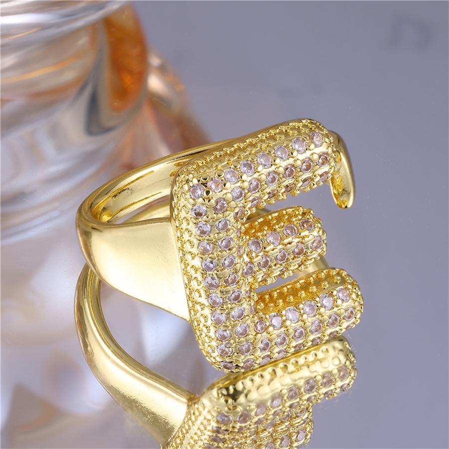 Zirkon Kupfer Mikro-Eingefasst 26-Buchstaben Offener Ring - Europäischer & Amerikanischer Weihnachtsschmuck