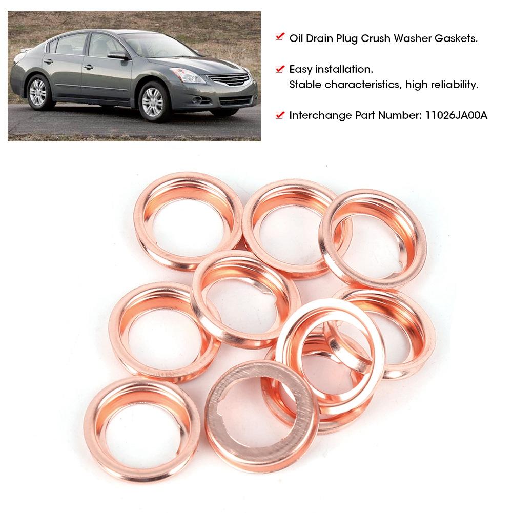 10 Peças Arruelas de Vedação do Parafuso de Drenagem de Óleo 11026JA00A Servem para Nissan 20102011
