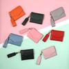 Genuine Cowhide Shrunken Bill, Card, and Coin Compartment Mini Finger Strap Women's Bifold Wallet