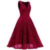 Elegant Vintage Lace Dress for Women V Neck Ruched Bust Cinched Waist Milkmaid Prom Skater Midi Cocktail Evening Party Formal Special Occasion Outfits