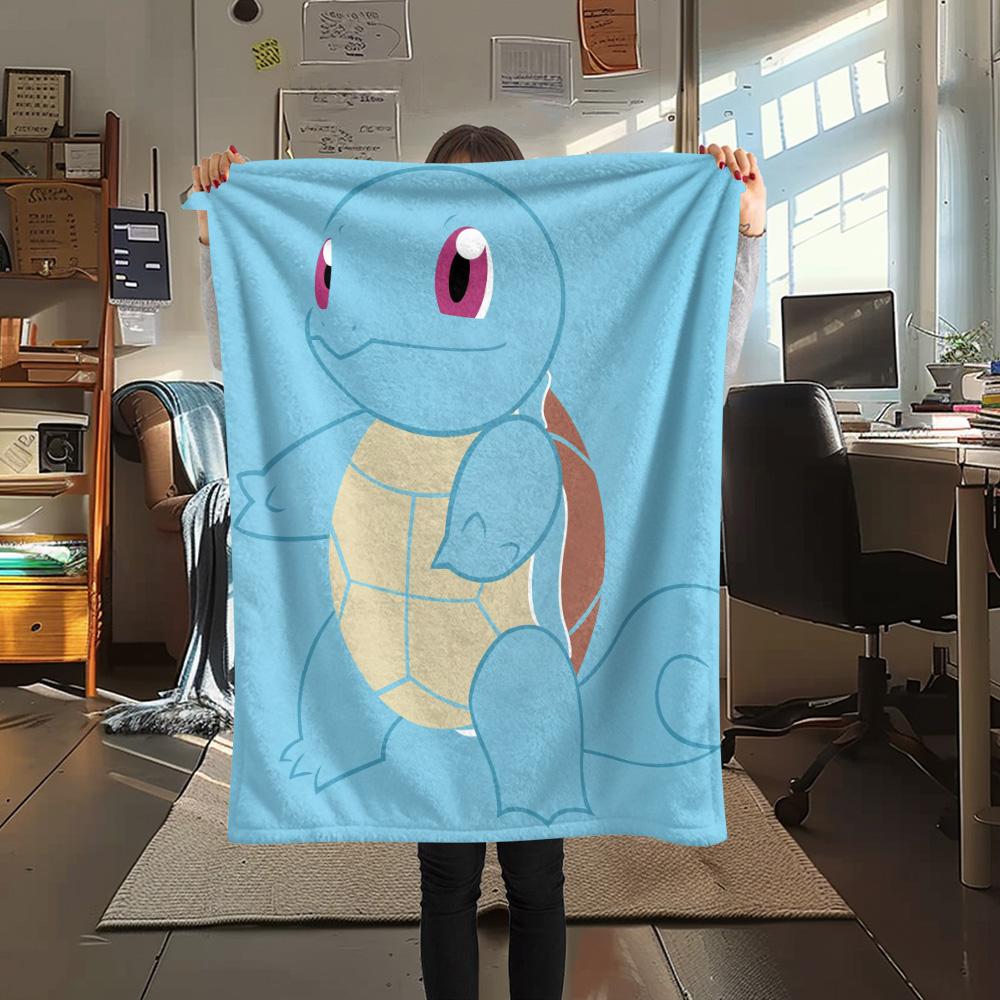 Süße Squirtle-Print Flanelldecke, Hohe Qualität, Bequem für alle Jahreszeiten, Heimdekoration, Wärme und Komfort