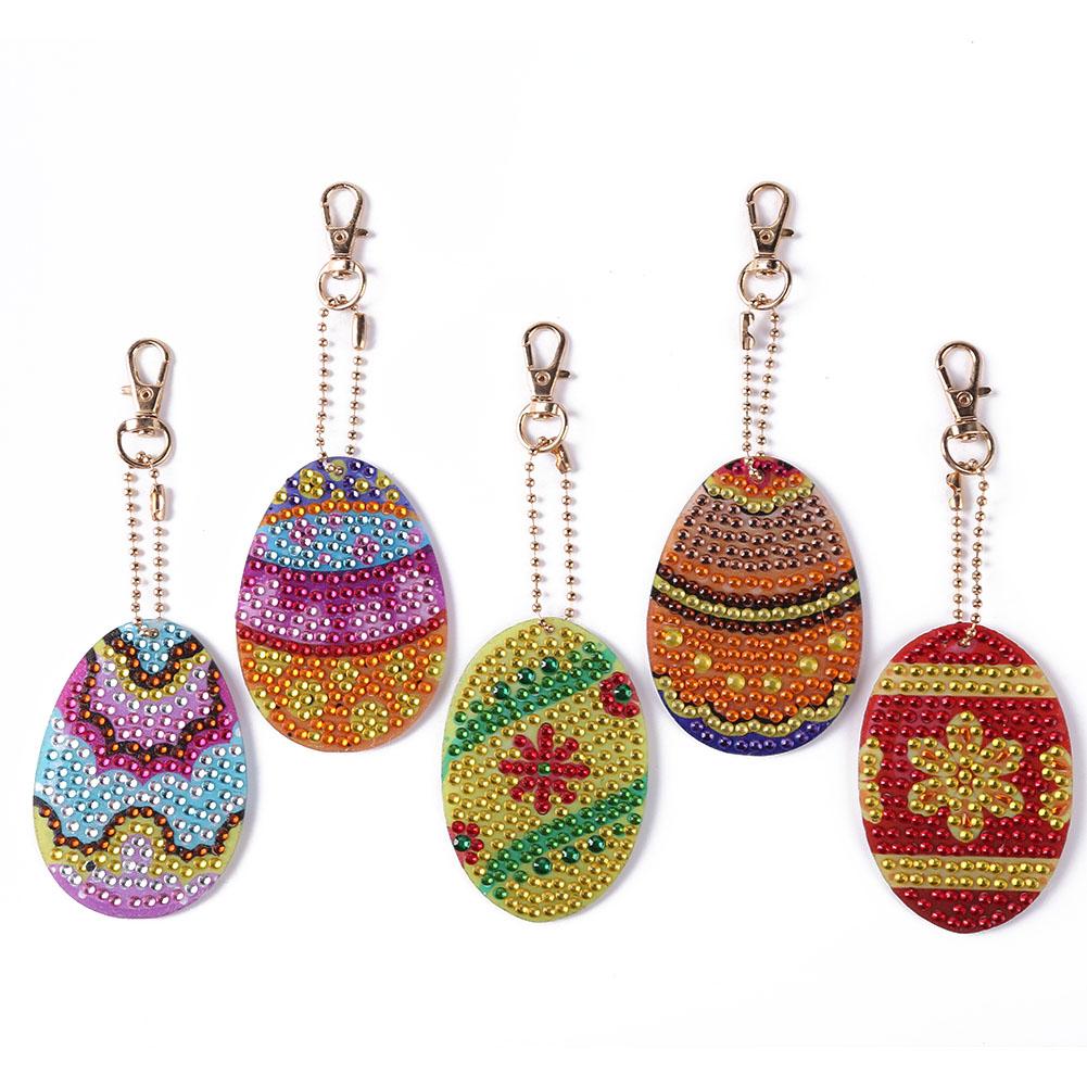 New Full Drill DIY Keychain Diamond Painting Pendant Diamond Mosaic Embroidery Kit Cute Bee Backpack Ornament Gift 5-6Pcs/set