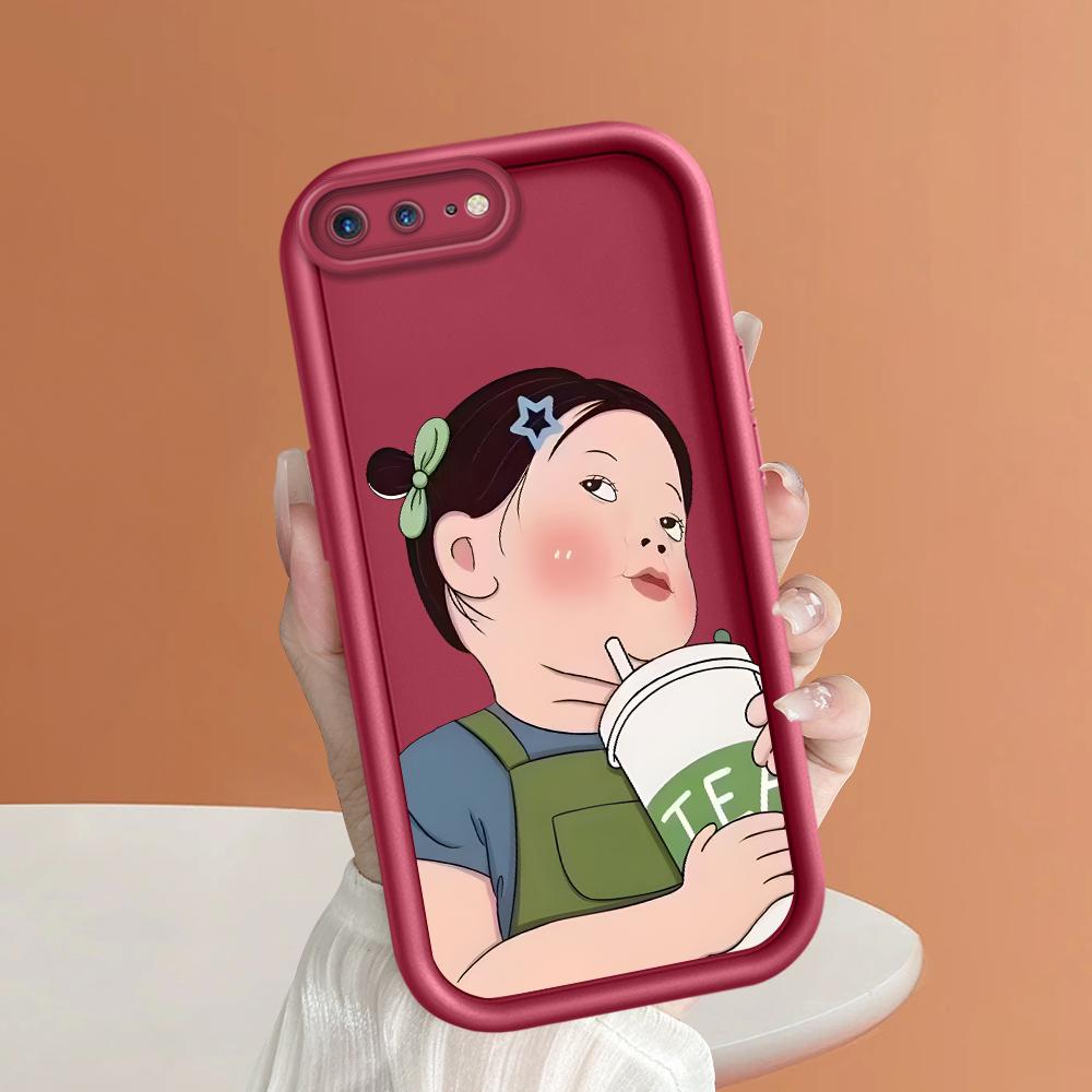 Carcasă de telefon pentru fată de ceai cu lapte de desene animate pentru iPhone Samsung Galaxy Xiaomi Redmi POCO HUAWEI Honor Carcasă flexibilă moale din cauciuc antișoc