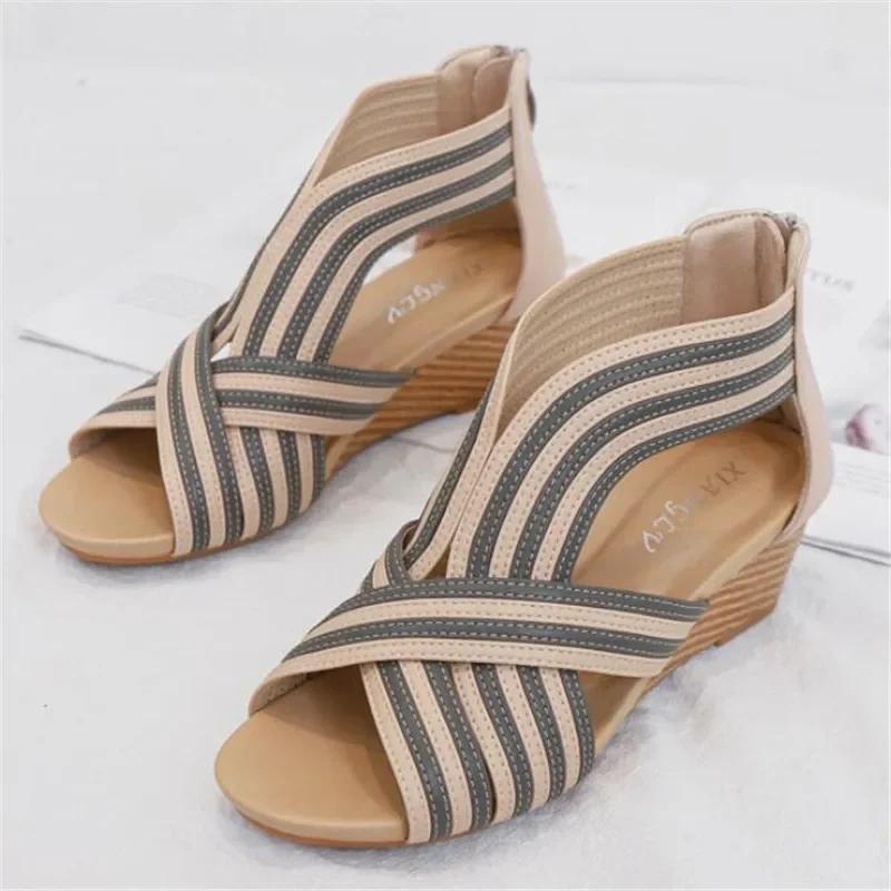 Fashion Platform Wedge Heel Platform Sandals Women  Summer New Bag Heel Zipper Roman Shoes Fashion Casual Women Sandals