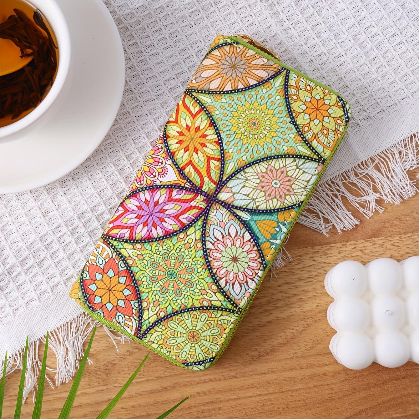 

Длинный женский кошелек с арабесковым графическим узором, стильный клатч на молнии и визитницей жёлтый