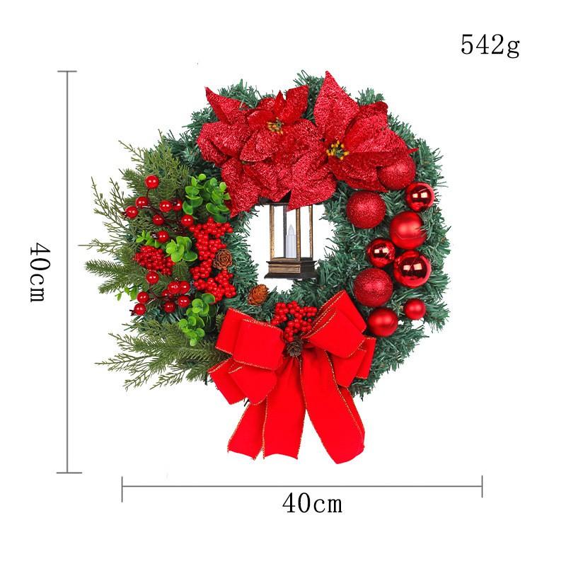 Christmas Wreath With Red Flowers 40CM Front Door Home Decor
