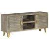 Day and Night - Day and Night Solid Mango Wood TV Cabinet with Gray Brass 110x30x48 Cm