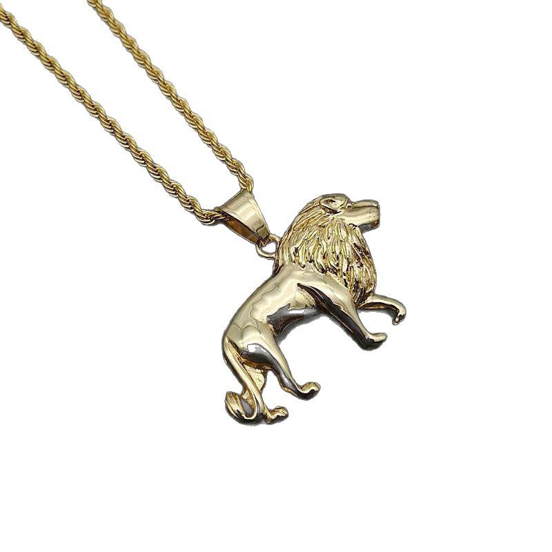 Europeisk og amerikansk smykke Titanstål Afrikansk Mannsløvehode Anheng Halskjede